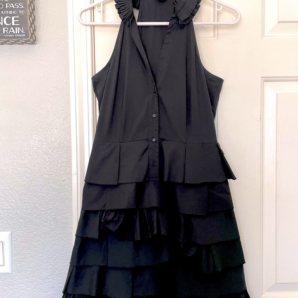 BCBGMaxAria Ruffled Little Black Dress - Black Cocktail Dress - Size 0